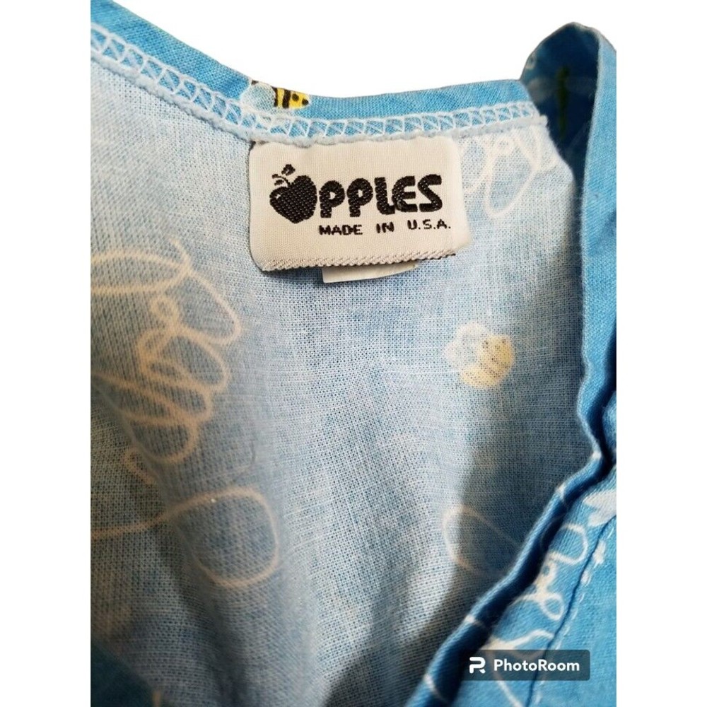 Apples Scrub Top Plus Size 2X Light Blue 'BABY' Bees and Dragonflies NURSE - Picture 5 of 6